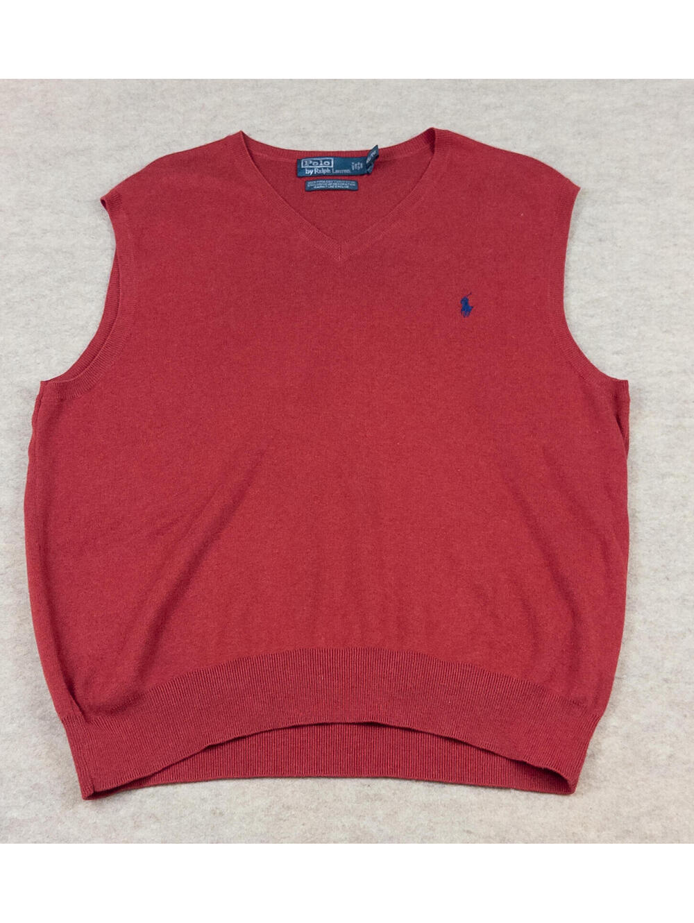 Polo by Ralph Lauren Men's Red Pima Cotton Sleeveless Sweater Vest XL